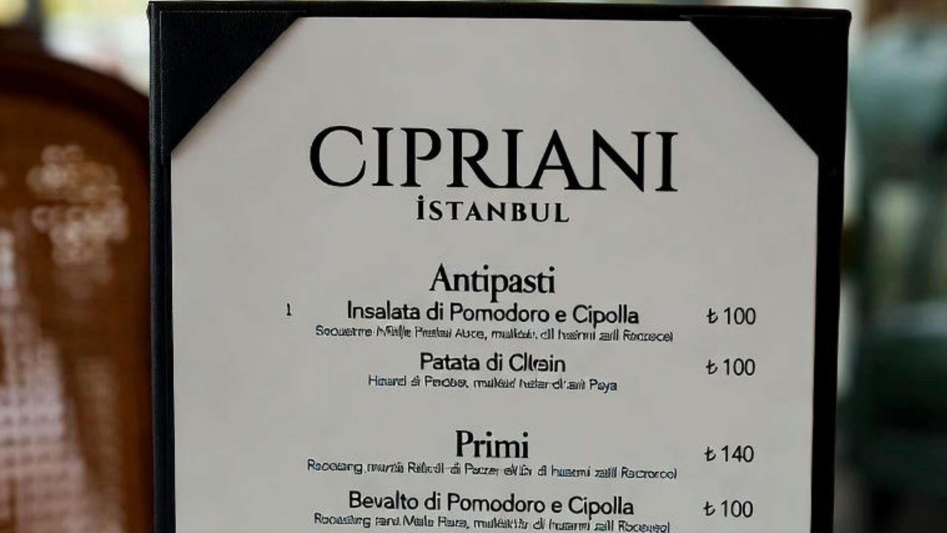 Cipriani İstanbul Menü fiyat listesi