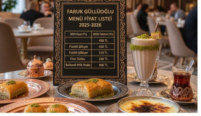Faruk Güllüoğlu menü fiyat listesi