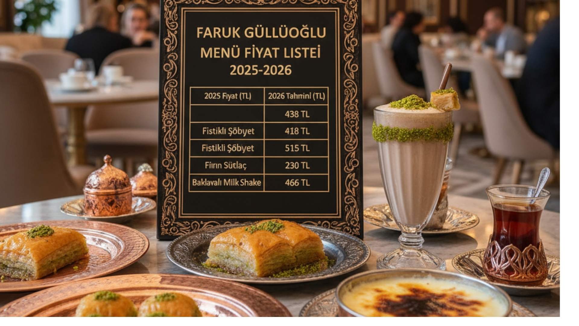 Faruk Güllüoğlu menü fiyat listesi