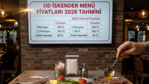 HD İskender Menü fiyat listesi