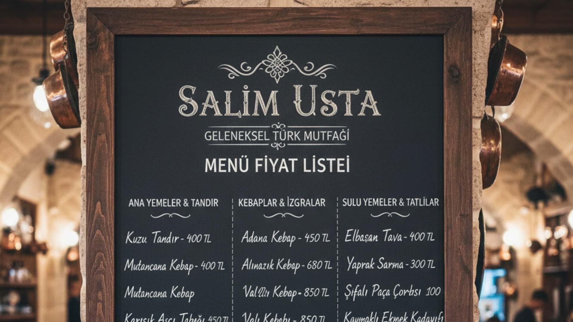 Salim Usta Menü fiyat listesi