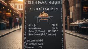 Bolu Et Mangal Nevşehir menü fiyat listesi