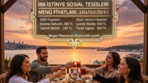 İBB İstinye Sosyal Tesisleri menü fiyat listesi